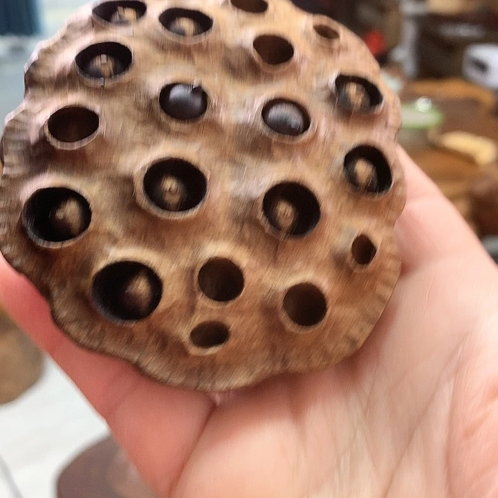 楠木东*金丝楠木莲蓬摆件