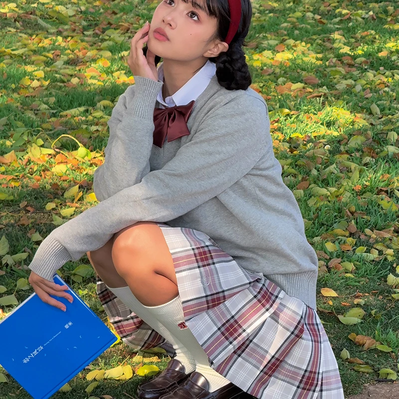 绯月/原创jk格裙 jk制服校供感百褶裙 大地色百搭jk裙