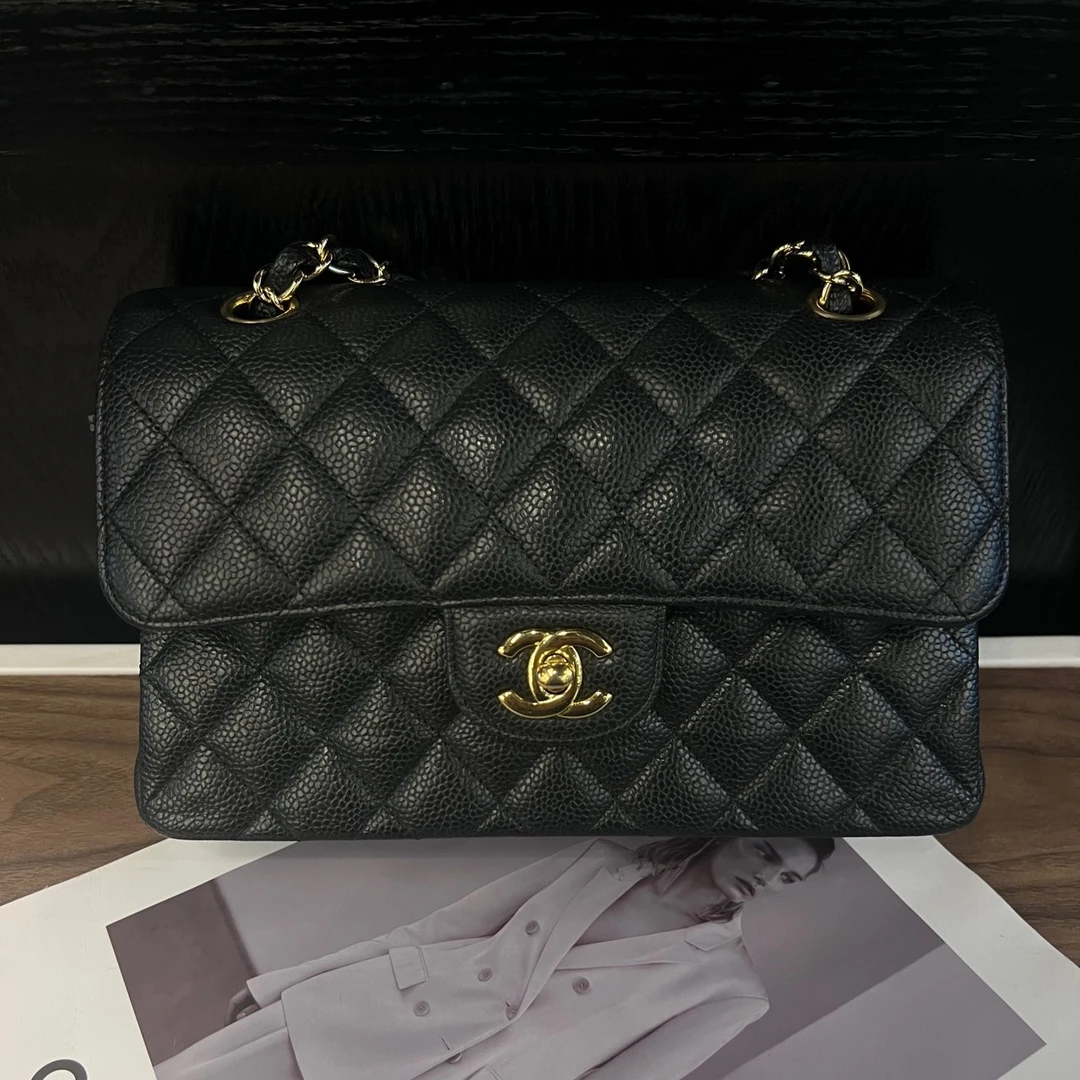 99新 Chanel/香奈儿 黑金cf小号单肩斜挎包