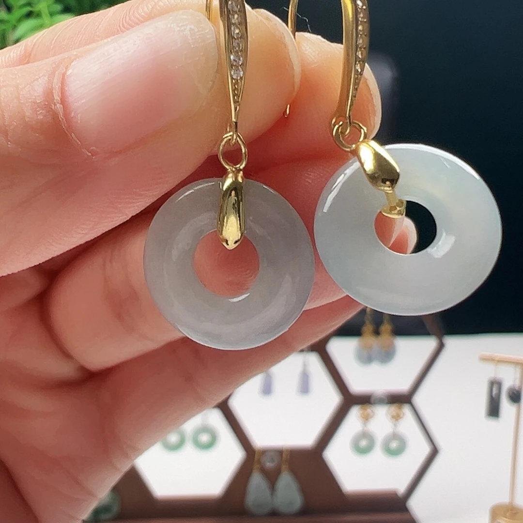 银S925镶嵌翡翠耳饰