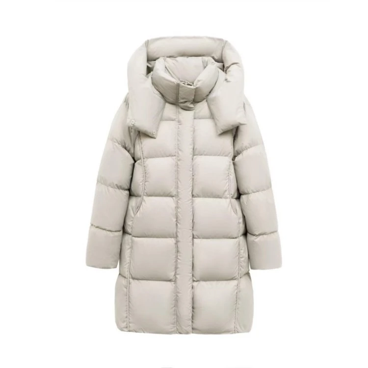 云朵泡芙中长款连帽加厚时尚羽绒服外套