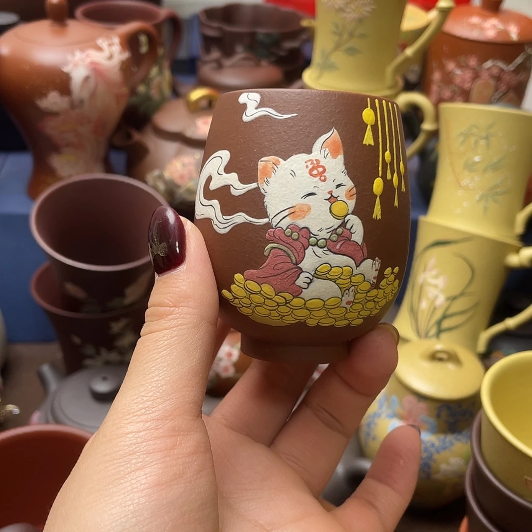 茶杯红泥紫砂主人杯100cc