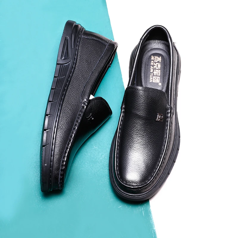 【清仓】头层牛皮小皮鞋男士夏季单层皮一脚蹬套脚驾驶员开车专用鞋