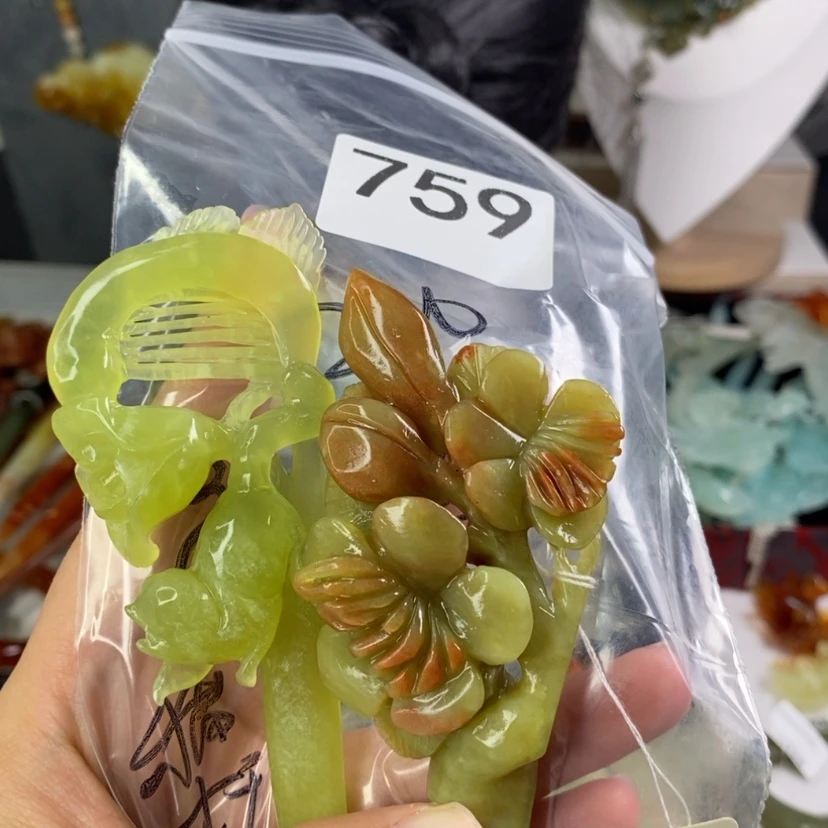 【闪购商品】岫玉发饰未镶嵌循****生
