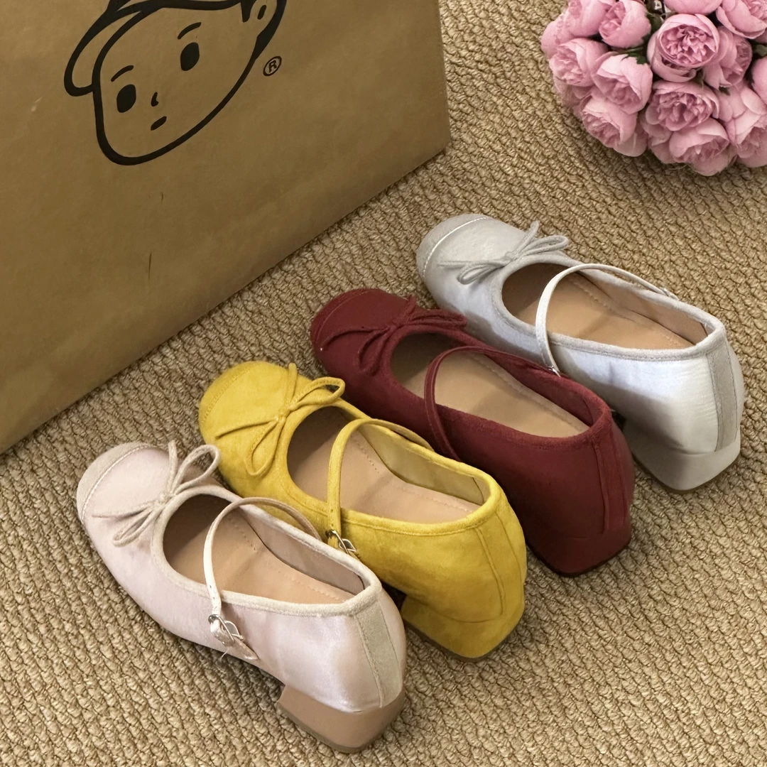 晚睡兰·内增高7cm百搭浅口温柔单鞋2024秋新款气质蝴蝶结玛丽珍