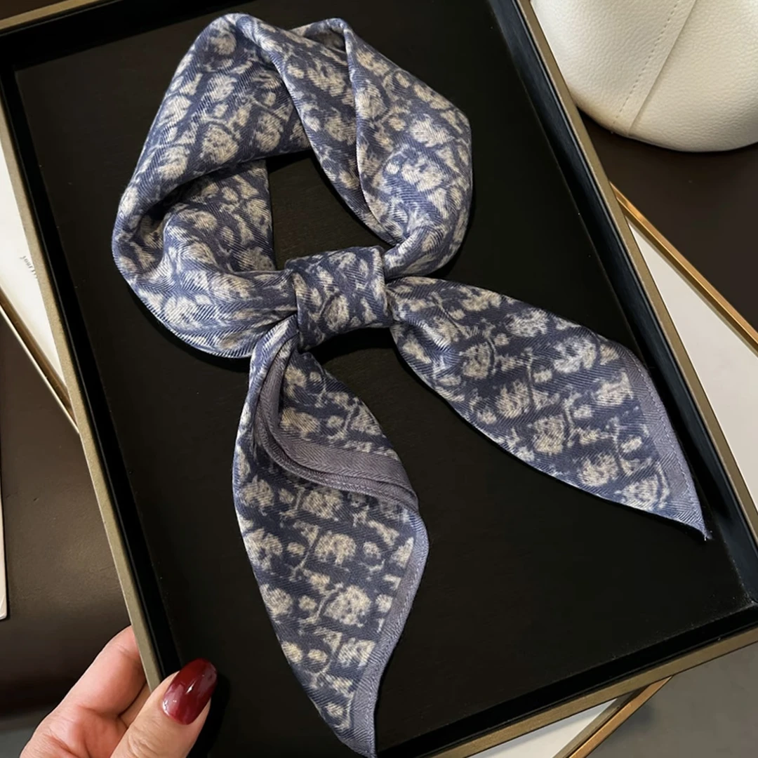 【70丝毛  水墨字母】丝巾围巾高级披肩送礼复古国风双面