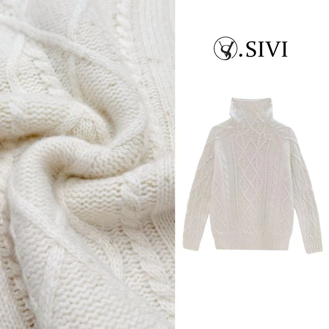 熙薇【暖序漫针】2025冬季新款时尚休闲打底立领毛衣H6377