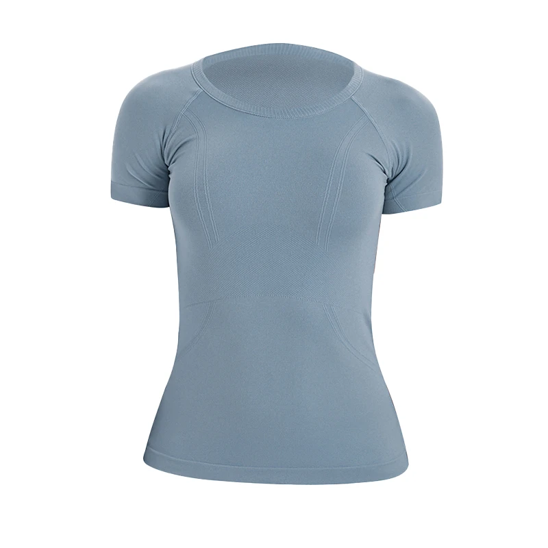 夏季女士短袖圆领运动T恤 跑步健身上衣亲肤修身透气瑜伽短袖6690
