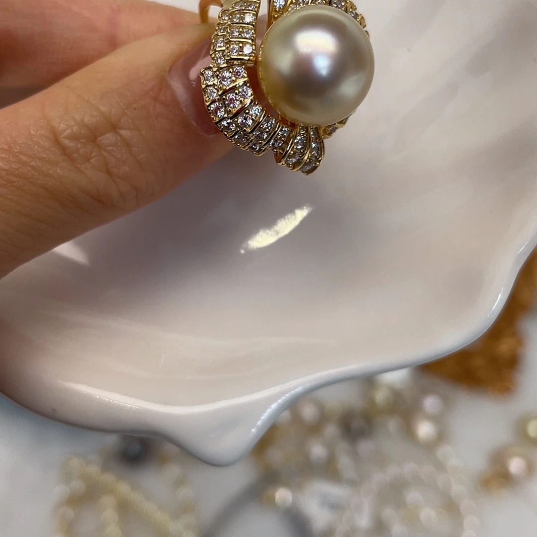 戒指银S925镶嵌海水珍珠