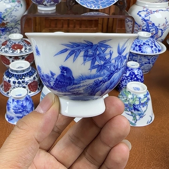 青花纯手绘品茗杯