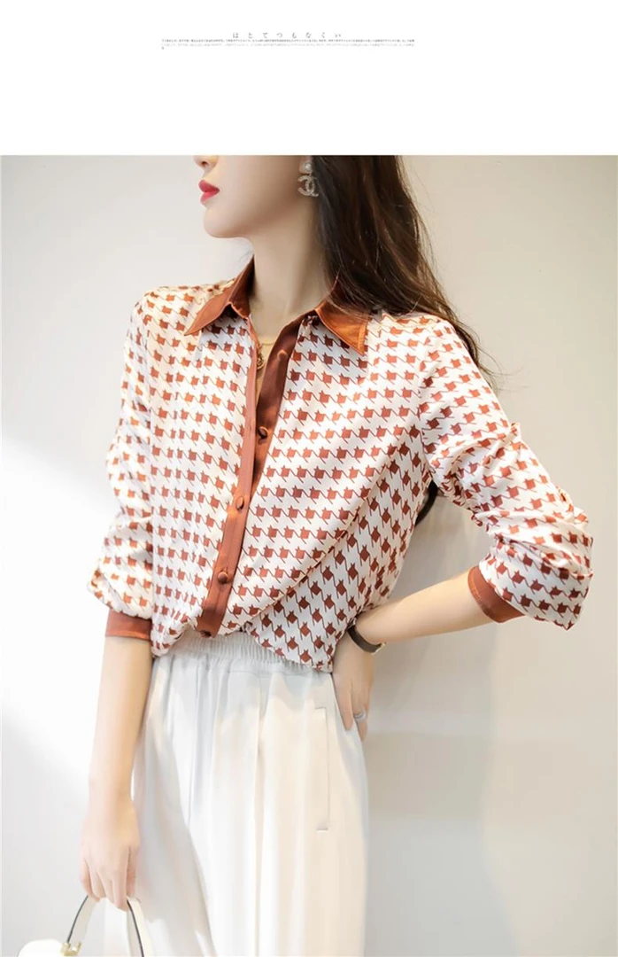 百搭气质印花小众衬衫宽松长袖上衣女洋气百搭法式设计感复古显瘦