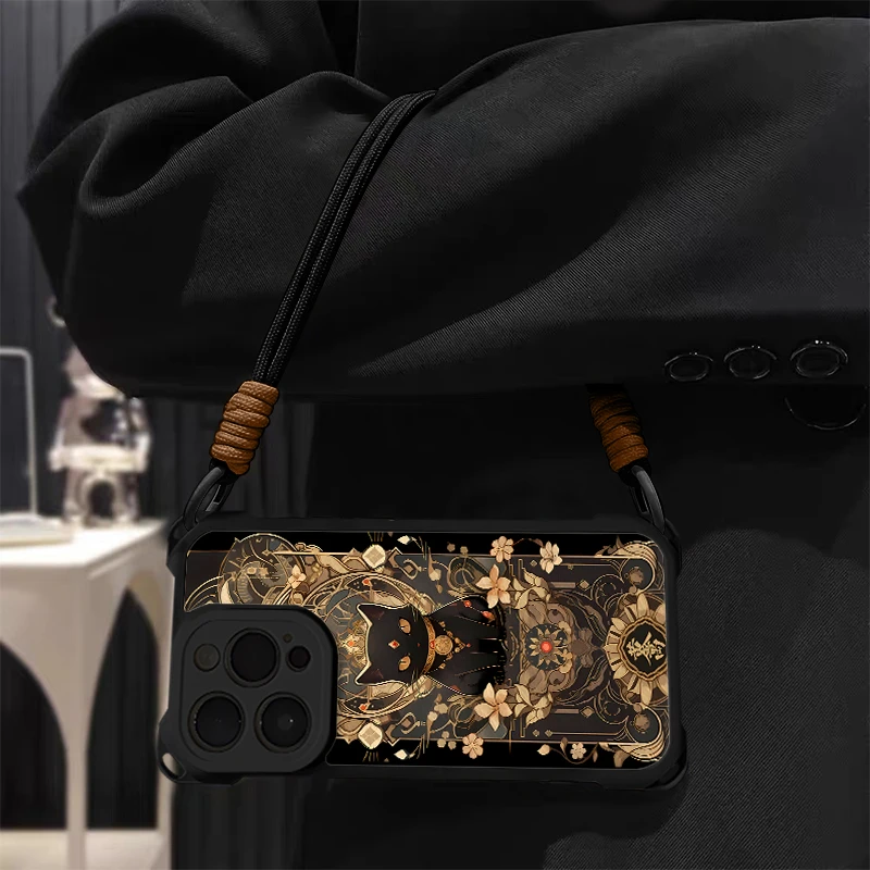 飞虎胜黄金万两猫适用苹果17pro四角防摔手机壳华为vivoppo小米15