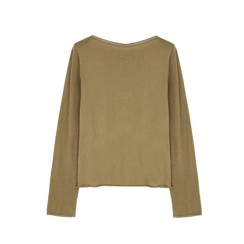 醋酸卷边圆领针织衫TC1M318093