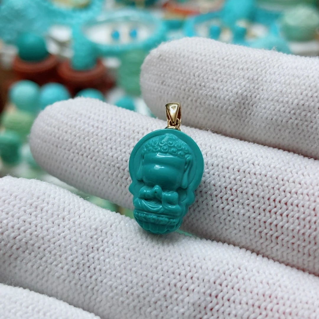 绿松石18K金镶嵌珠子