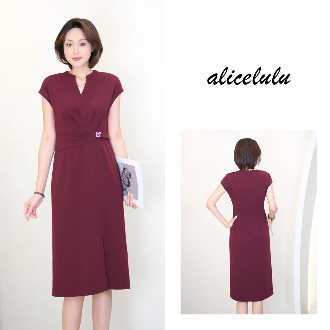 [alicelulu]轻熟风简约V领无袖收腰气质连衣裙S2143206E