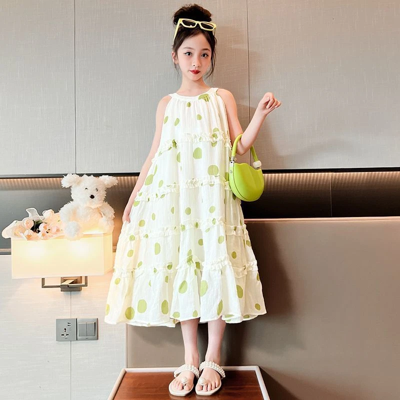 女童夏季无袖连衣裙2025新款夏装中大童洋气网红公主裙女孩裙子潮