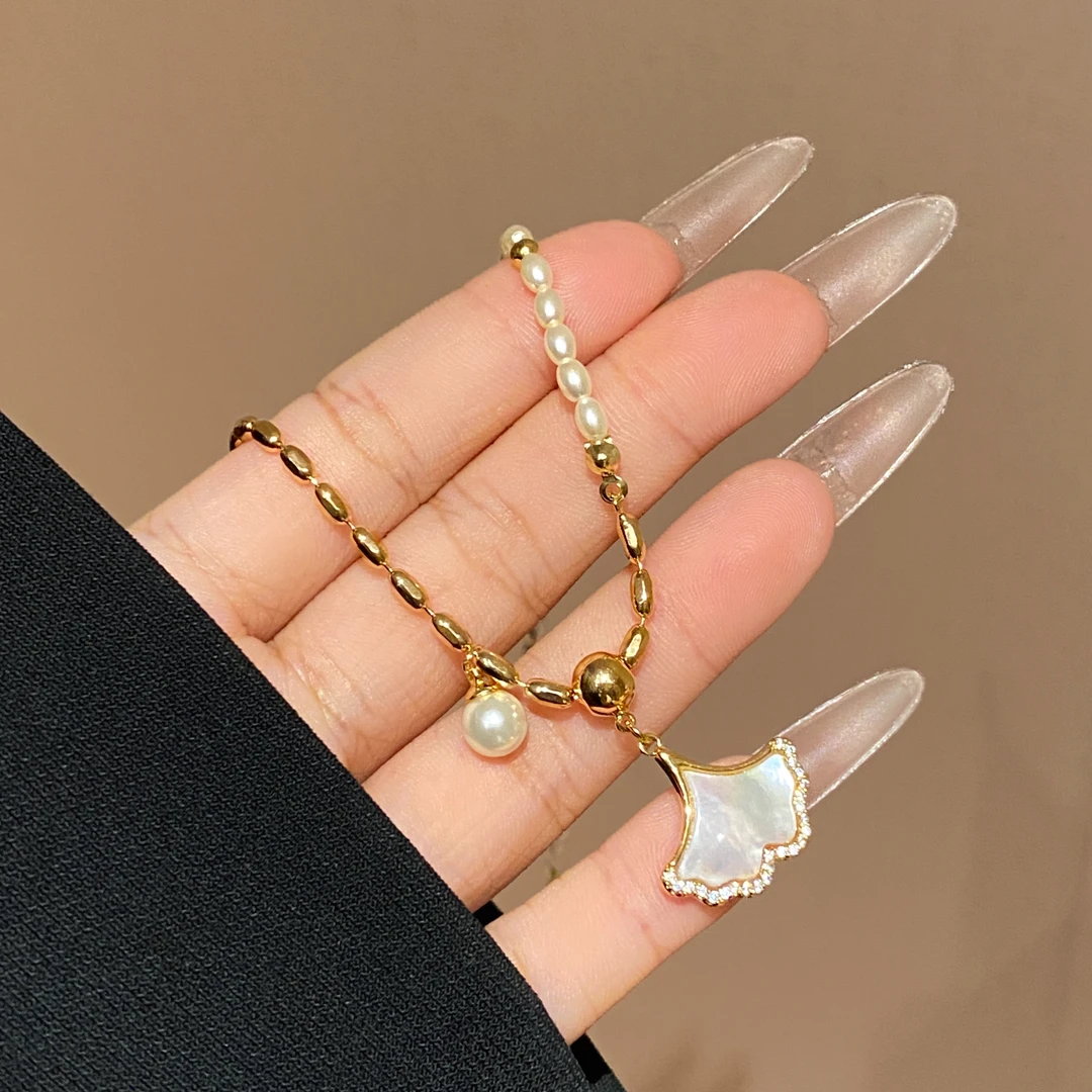 轻奢清冷气质百搭小众ab链银杏叶项链A3805