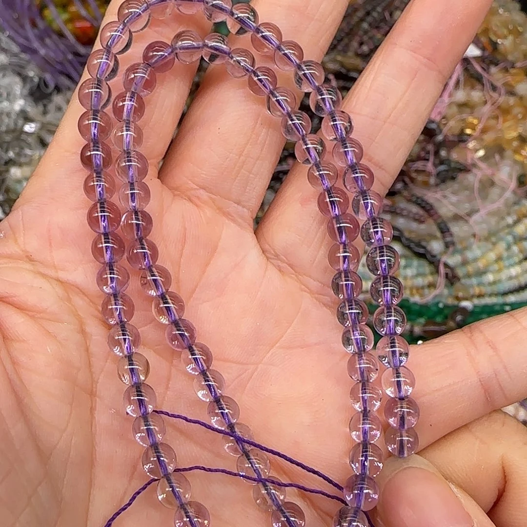 玛瑙/玉髓合金珠宝半成品玻利维亚紫水晶4mm一条