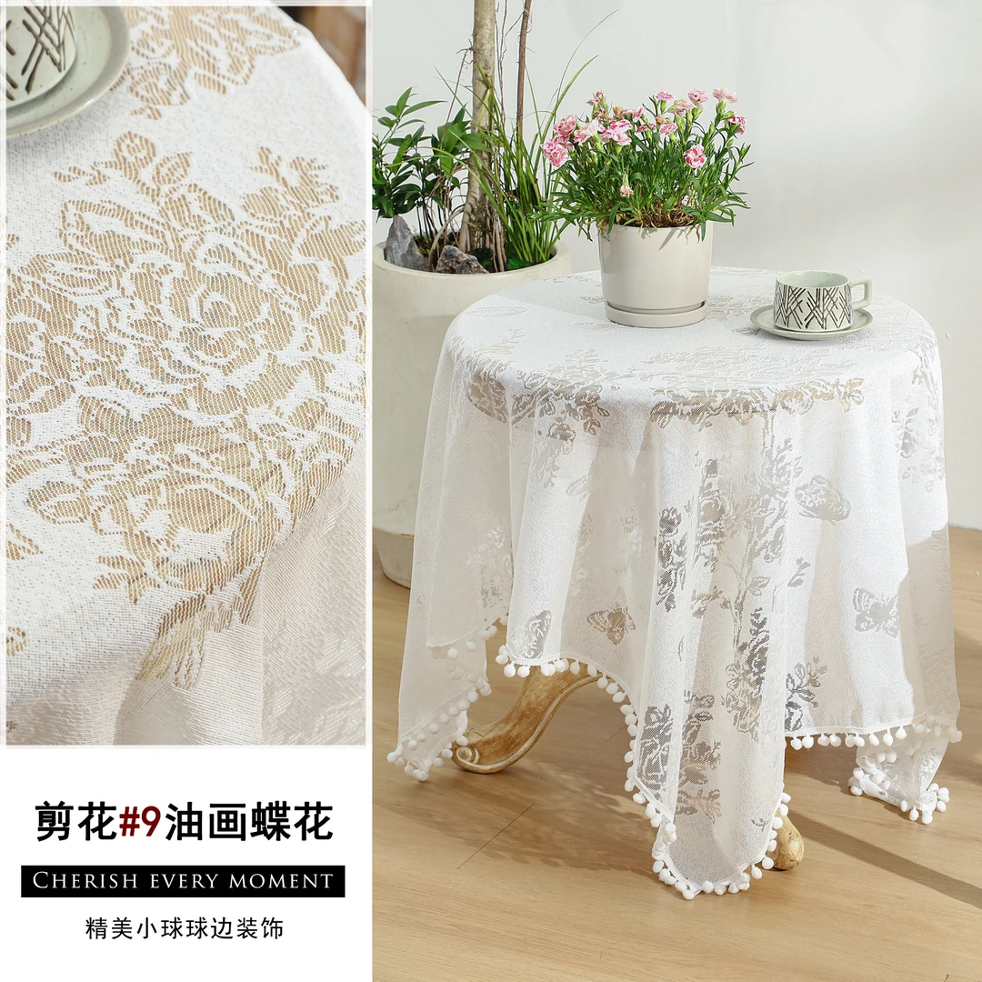 法式田园蕾丝桌布ins风叶子花边甜品台派对奶油风圆桌盖布餐桌布