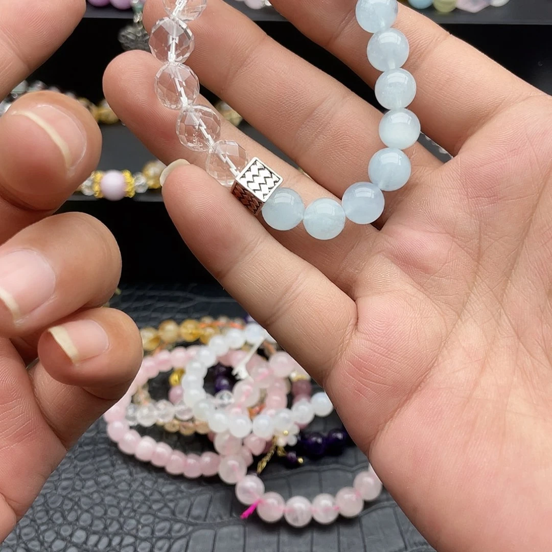 水晶手链未镶嵌海蓝宝白水晶