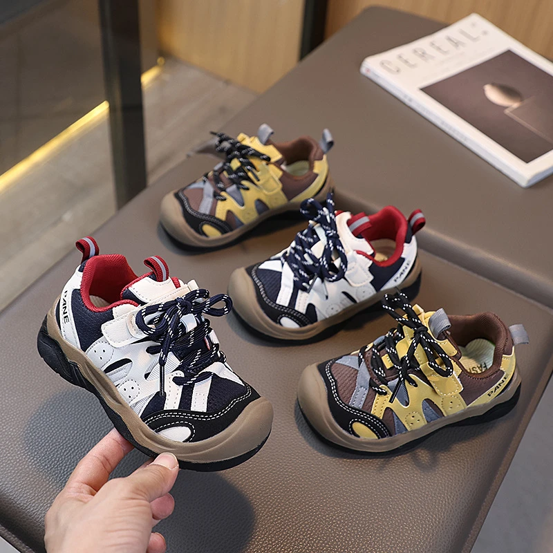 复古时尚童鞋2025秋季新款运动鞋儿童皮面透气男童登山鞋女童跑鞋