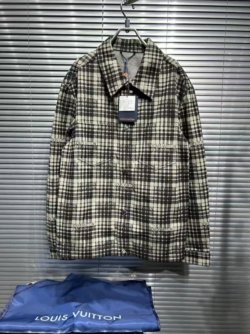 Louis Vuitton lv23fw经典爆款黑白格纹牛仔衬衫外套48尺码/全新