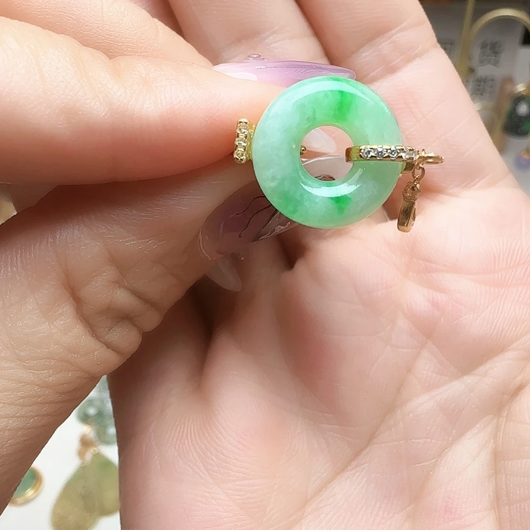 翡翠戒指银S925镶嵌活口戒指