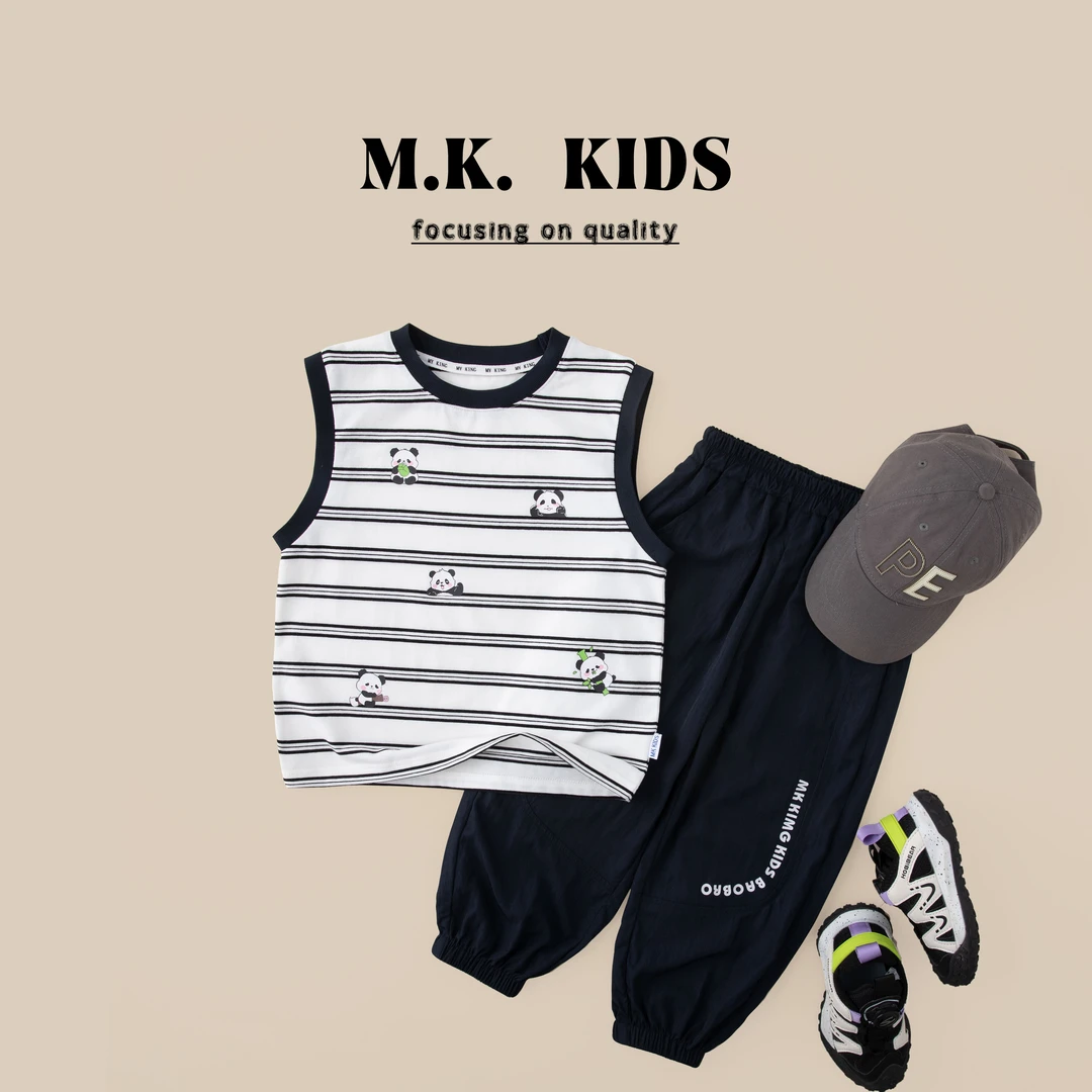 儿童夏款背心套装2025新款男童潮流时尚无袖两件套XA8428华子童装