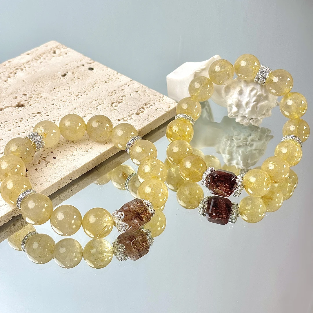 【财运金辉】金发晶黑金超切面桶珠13mm手串面小仙多样性发其一