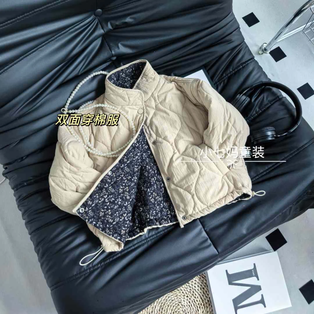 女童秋冬2025新款网红冬装小女孩洋气加厚韩版两面穿棉衣童装