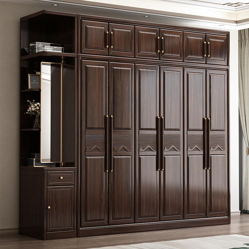 新中式实木衣柜原木全实木家用卧室紫金檀木主卧收纳储物柜衣橱