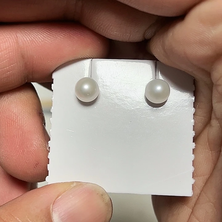 淡水珍珠银S925镶嵌耳饰