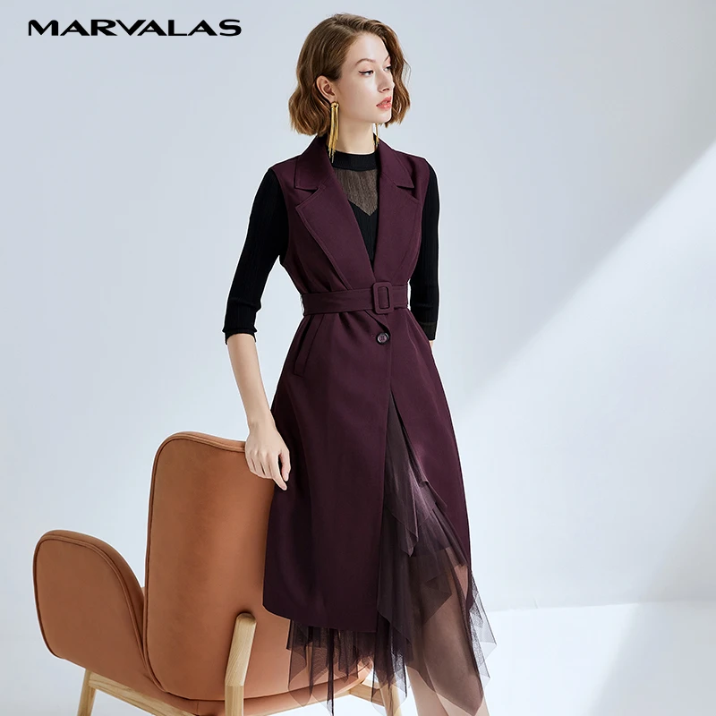 【众心专属】休闲时尚长款气质轻奢纯色马夹外套马甲400180-84043