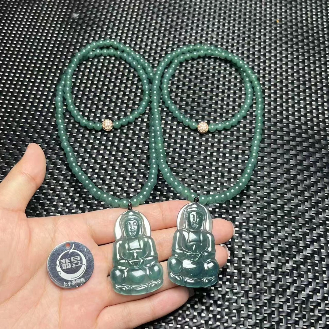 翡昱-N4-23795-天然A货翡翠珠链观音吊坠-多样性发其一-D