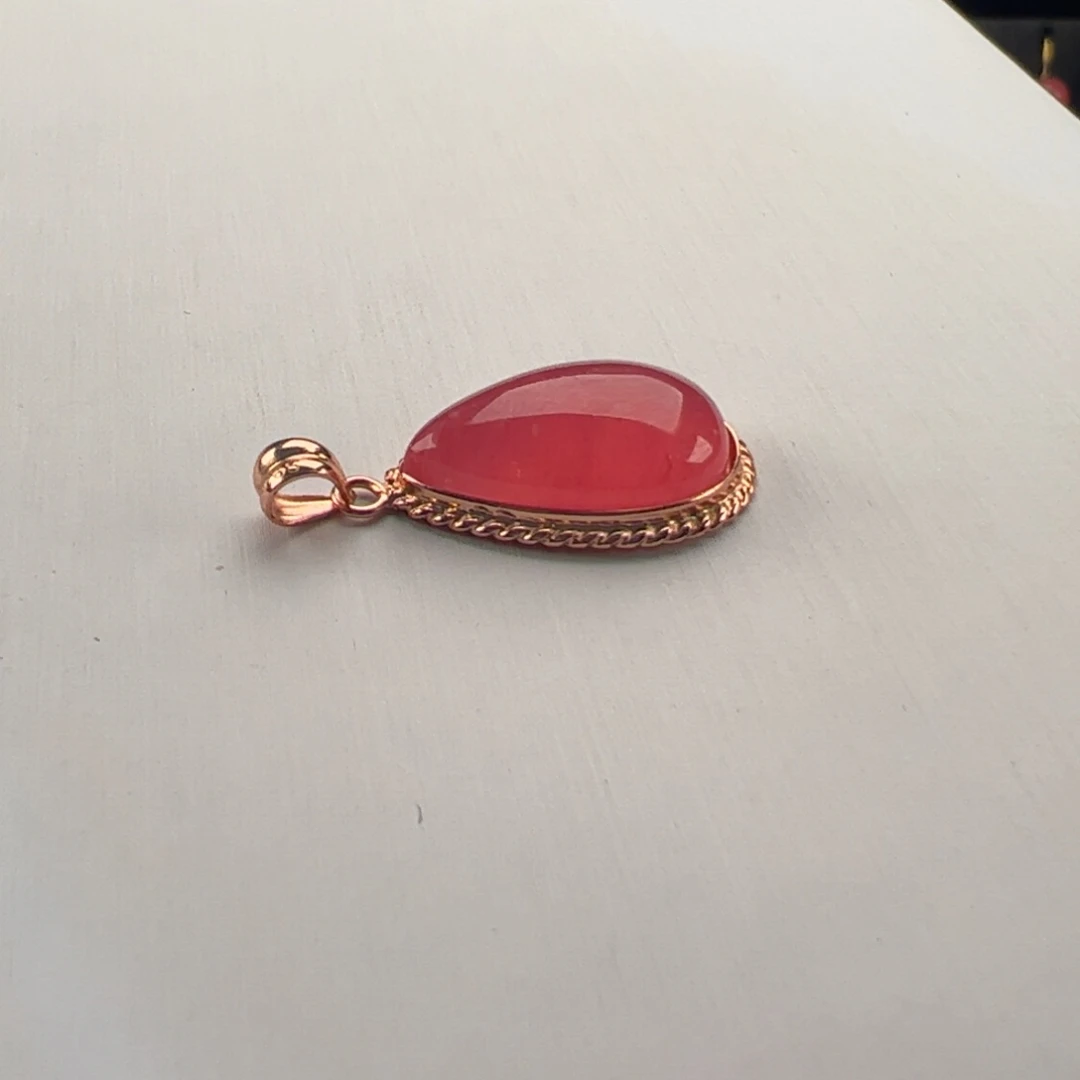 菱锰矿（红纹石）银S925镶嵌吊坠(赠链)