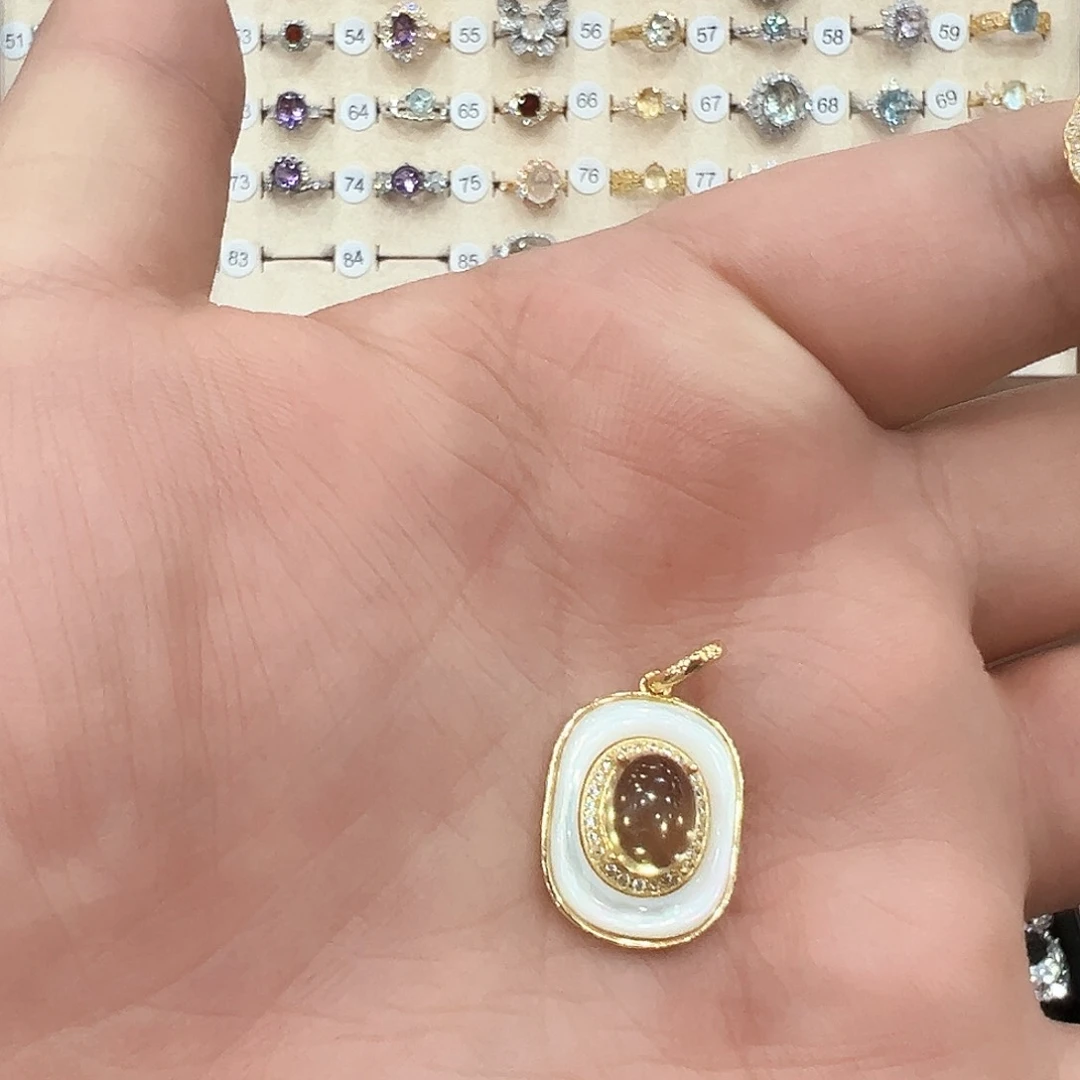 水晶吊坠(不含链)银S925镀金镶嵌八****腚