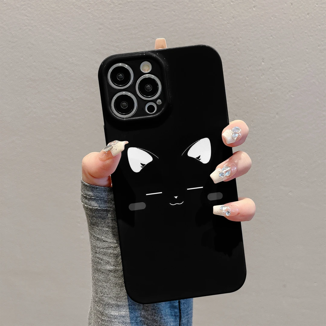 简约猫咪头像适用苹果16手机壳华为可爱vivo小米15新款oppo菲林壳