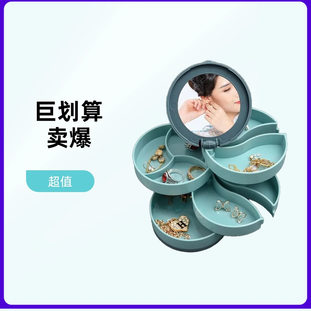 耳夹耳钉耳环耳饰首饰盒旋转收纳盒收拾架小饰品圆形多层盒子透明