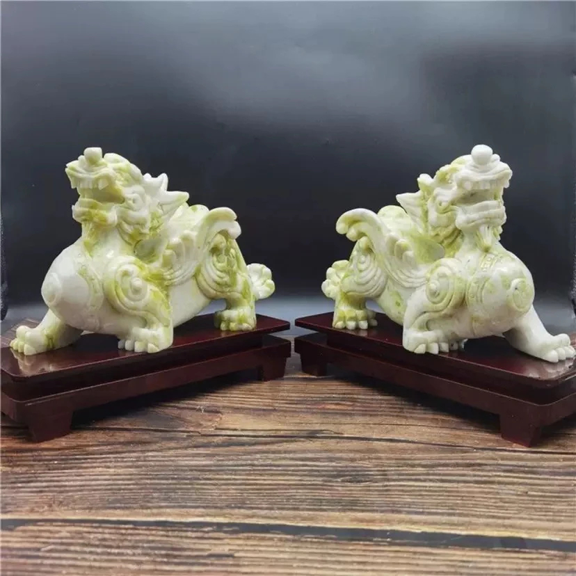玉石蓝田玉貔貅摆件飞天貔貅一对玉石貔貅皮丘家居办公室桌摆件