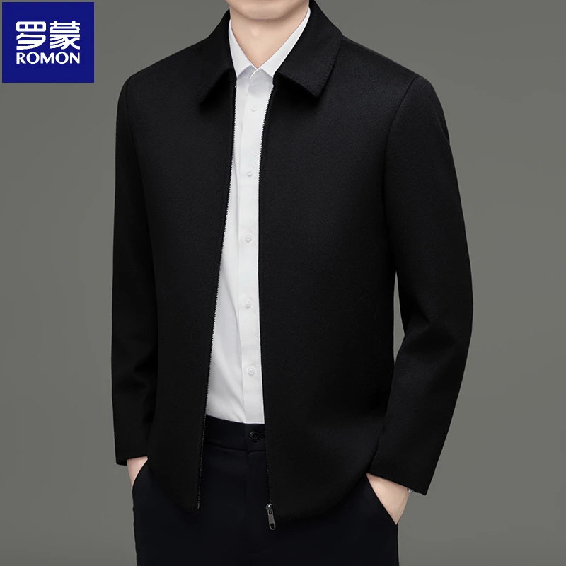【100%绵羊毛】罗蒙秋冬中年高档轻奢行政夹克休闲商务翻领羊毛外套