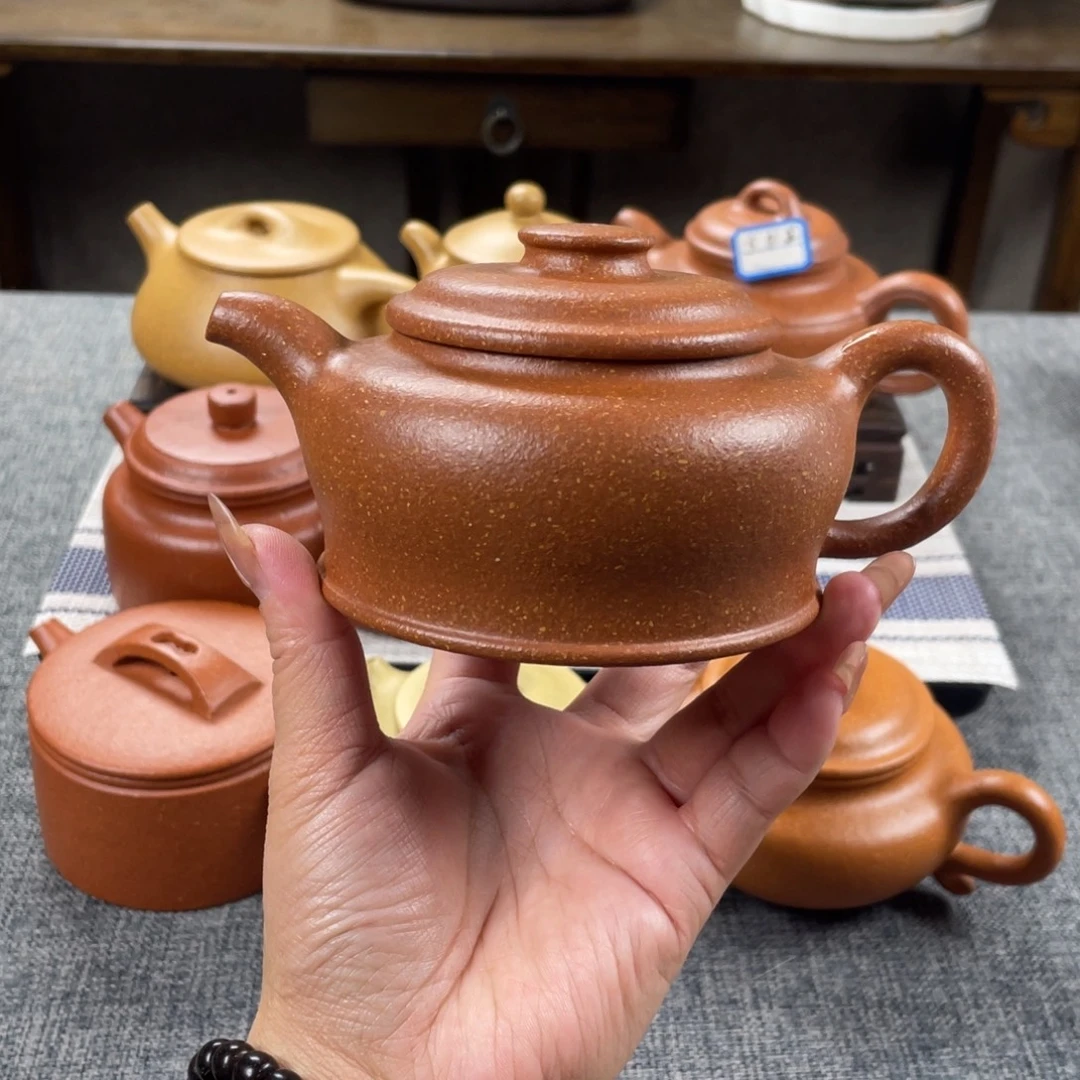 紫砂茶壶红降坡忘优全手16目240手工泥