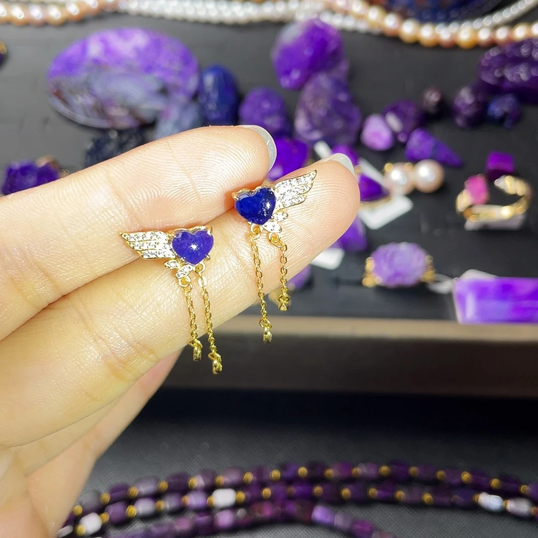 银S925镶嵌苏纪石（舒俱来）耳钉