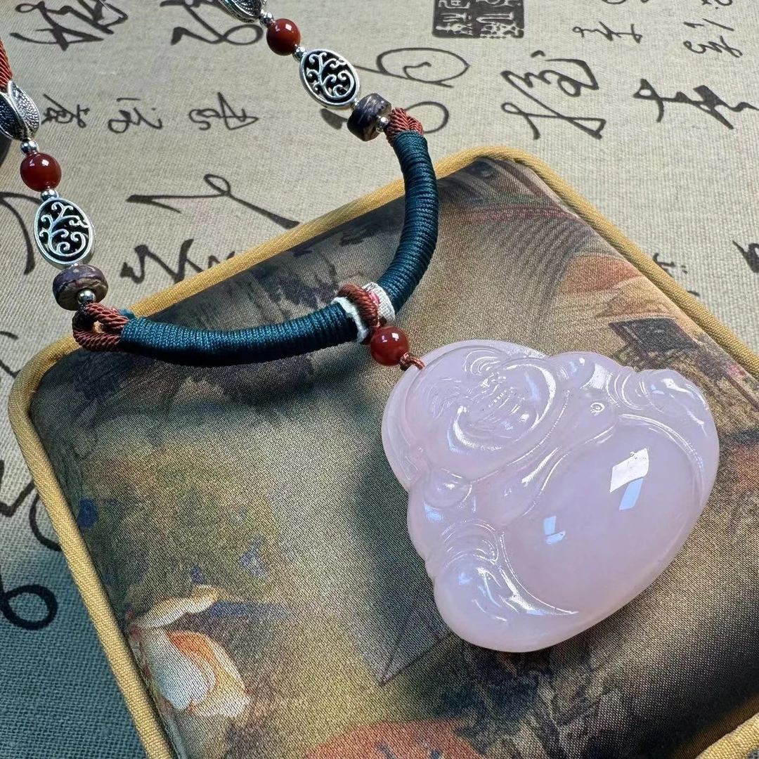 【双面大弥勒】冰藕粉冰透显白中式风格文创创意毛衣链