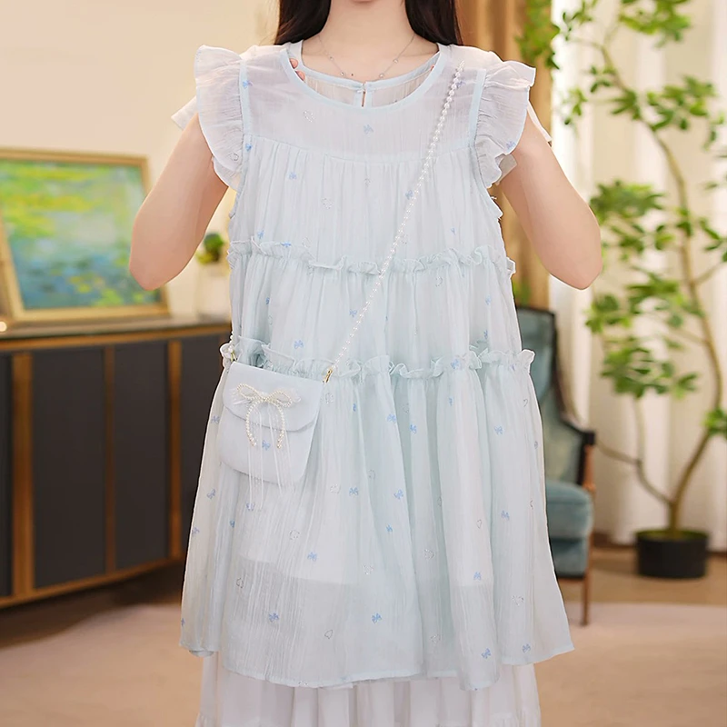 2025新款气质夏季洋气甜美无袖款中大童高级女孩连衣裙Q62563