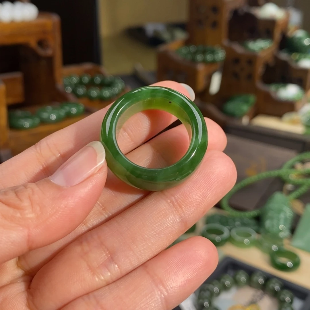 和田玉（碧玉）戒指未镶嵌灵**H22