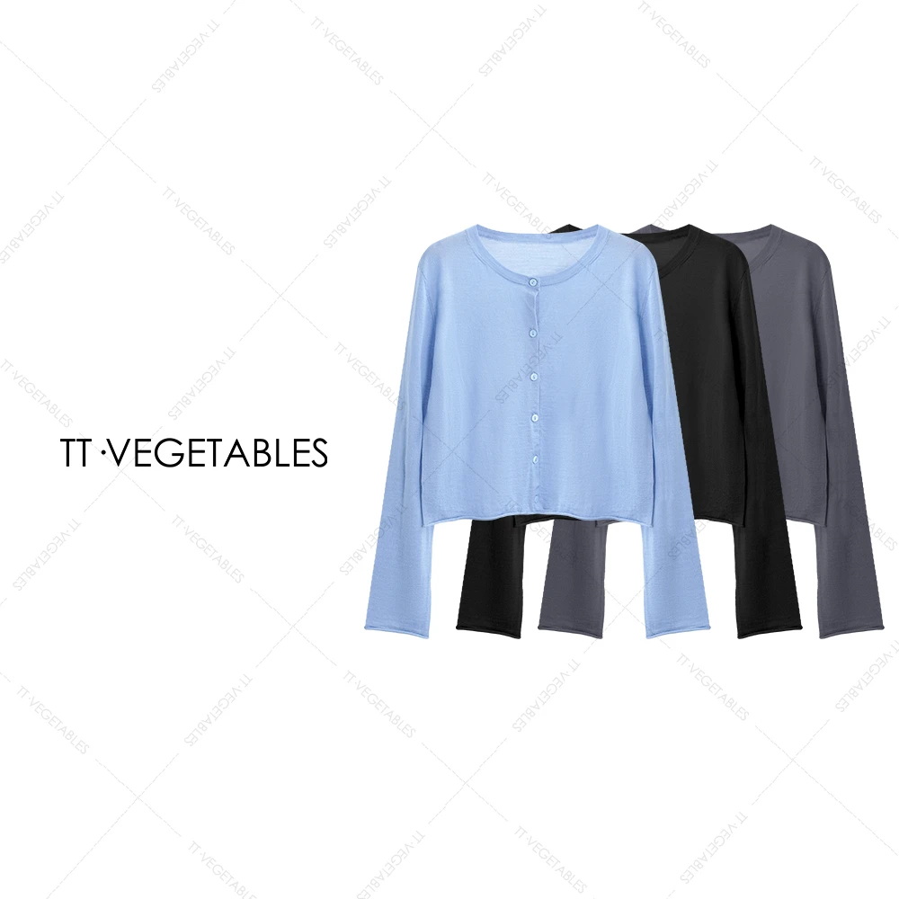 TT・VEGETABLES【序白】慧轮 羊毛桑蚕丝混纺毛针织衫圆领开衫521255