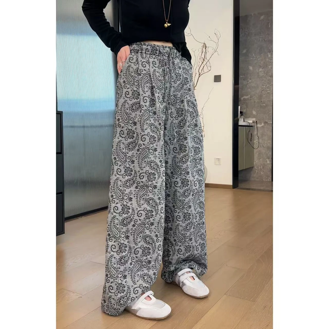 2025春 极简百搭立体腰果花阔直筒休闲裤2503C1555