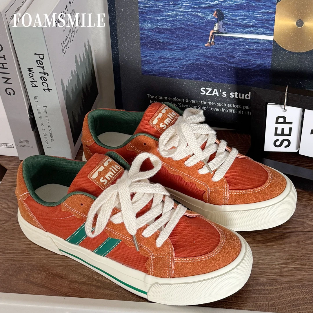 Foam smile | 2025脏脏橘小众帆布鞋男运动板鞋潮流情侣休闲鞋