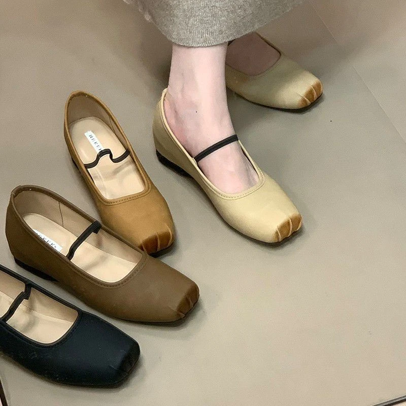 2025秋季新款复古方头内增高单鞋女猪鼻子芭蕾舞鞋玛丽珍鞋配裙子