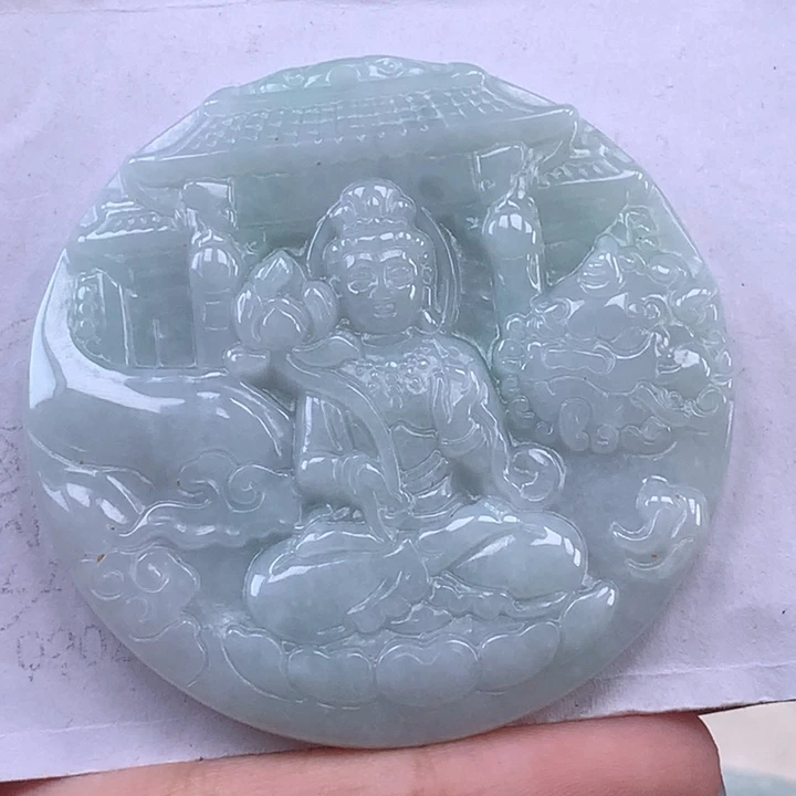 颈饰未镶嵌翡翠文殊菩萨吊坠
